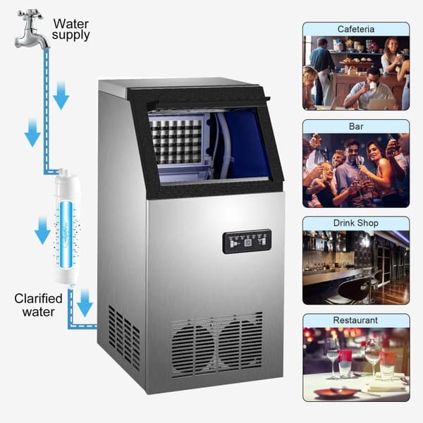 40kg/dygn 265W multifunktionell kommersiell ismaskin med digital LCD-panel, hög isproduktion och lagringskapacitet