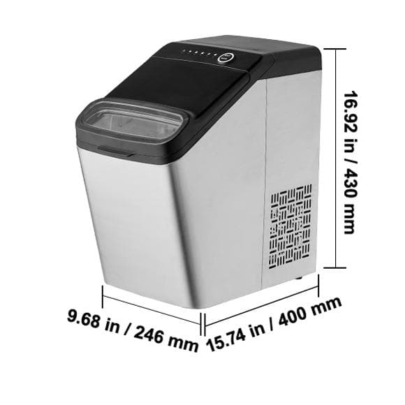 33 lbs/dag 130W bärbar elektrisk ismaskin med isskopa/iskorg, justerbar isbitsstorlek, bra isoleringsteknik, självrengörande, lågt ljud