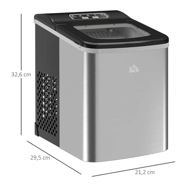 Rootz køkkenmaskiner - Isterningmaskine - Dispenser - Iskugler - 1 iskurv - Isbakke - Isske - PS - Plastik - Rustfrit stål - Sølv-sort - 21,2L x 29,5W