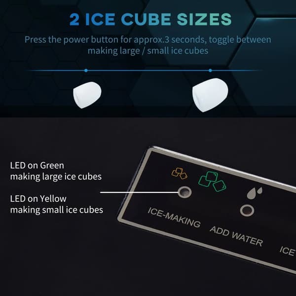Rootz Ice Cube Machine - 2,1 liter vand - 15 kg på 24 timer - Selvrensende - Inklusiv isbakke + isske - Hvid - 25,2W x 37,5D x 31,2H cm