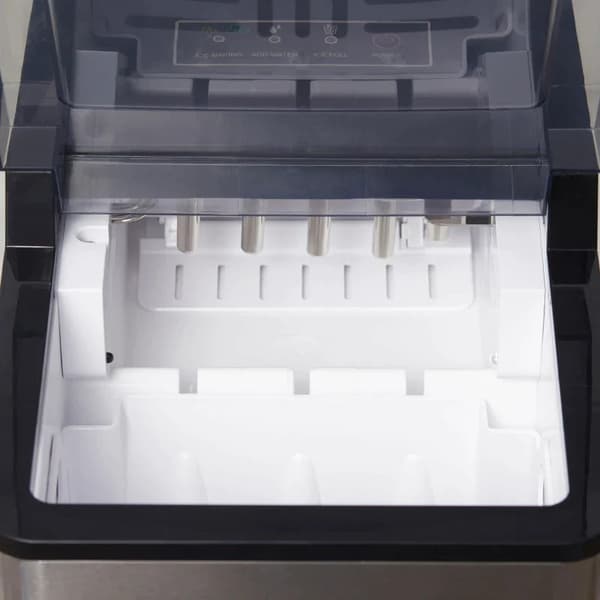 Rootz Ice Cube Machine - 2,1 liter vand - 15 kg på 24 timer - Selvrensende - Inklusiv isbakke + isske - Hvid - 25,2W x 37,5D x 31,2H cm
