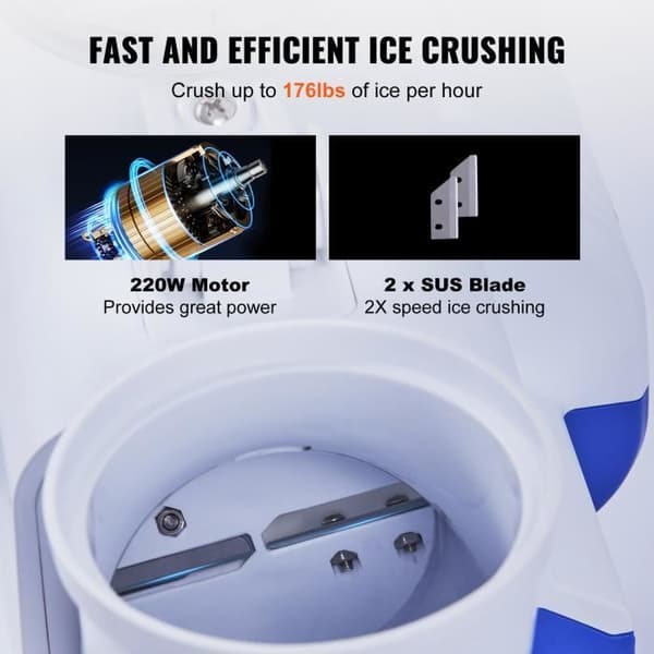 Ice Crusher - VEVOR - Electric Crushed Ice Machine Commercial Crushed Ice Machine 80 kg-h 220 W
