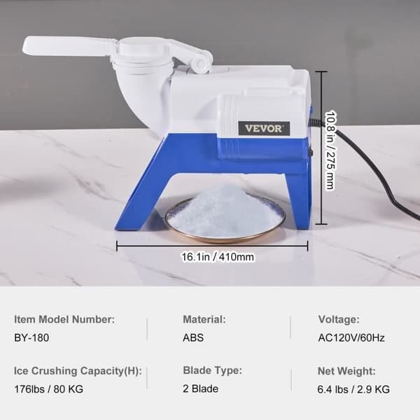 Ice Crusher - VEVOR - Electric Crushed Ice Machine Commercial Crushed Ice Machine 80 kg-h 220 W