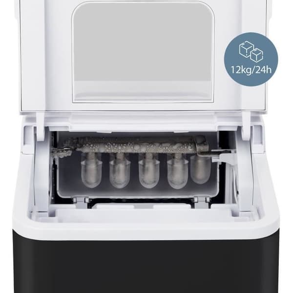 WEASY ismaskin - KW12 - Upp till 12 kg isbitar per dag - 7 till 12 minuters produktion - Svart