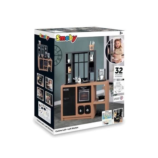 Smoby Loft børnekøkken med 32 tilbehør, industrielt design, fra 3 år