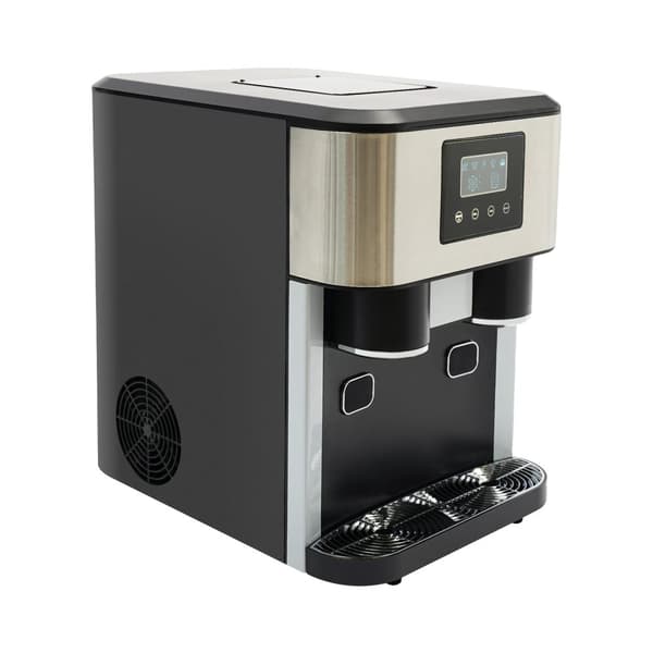 Ismaskin, 10-15 kg daglig produktion, 8-12 minuter isproduktion, LCD-touchkontroll,Svart Silver
