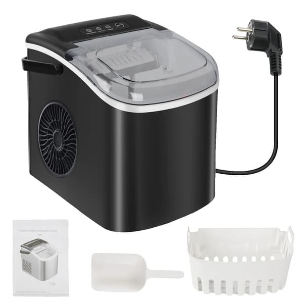 Ismaskin, bärbar design, enknappsfunktion, daglig produktion 12 kg,svart, EU