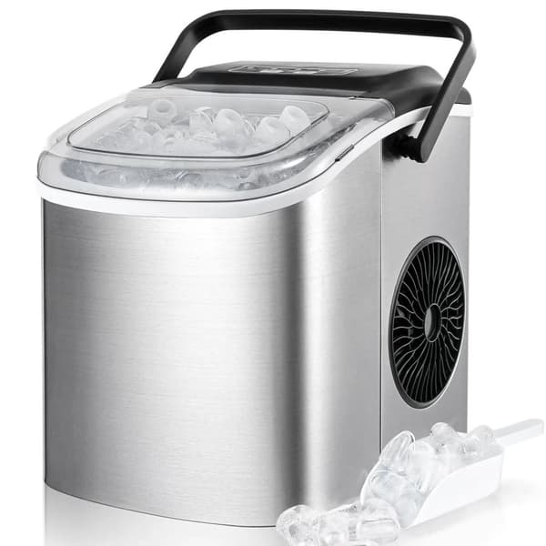 Ismaskin, 9 isbitar på 6 minuter, 12 kg isproduktion, automatisk rengöring,Silver