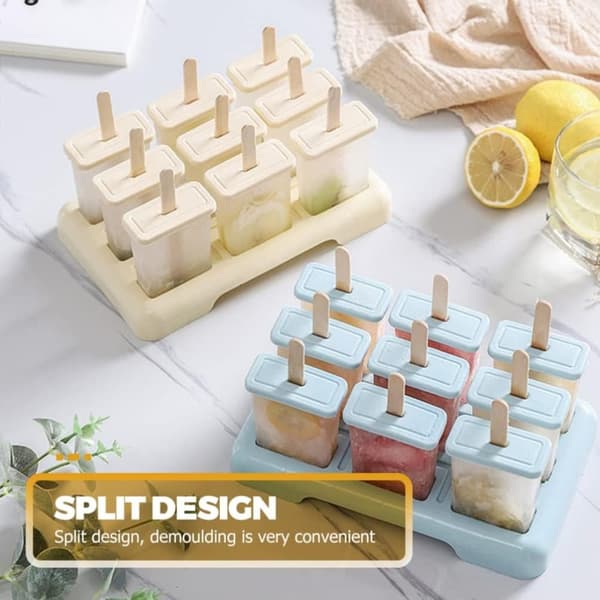 Lollanda Popsicle Molds Set Ice Pop Molds Återanvändbara Popsicle-hållare med träpinnar Hemlagad Popsicle Maker
