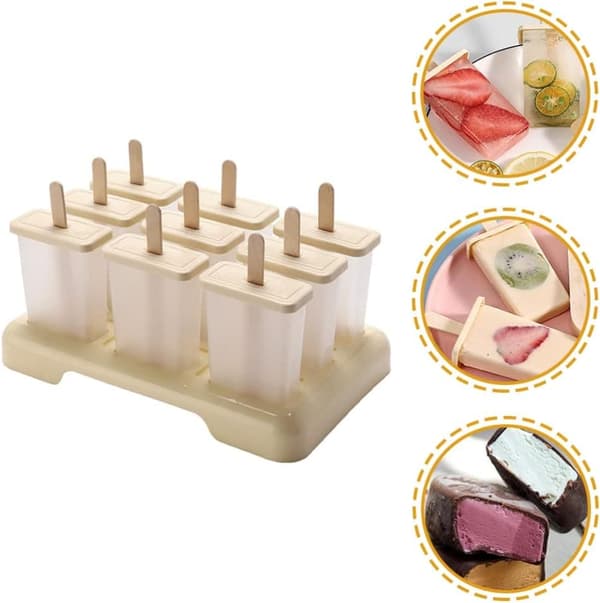 Lollanda Popsicle Molds Set Ice Pop Molds Återanvändbara Popsicle-hållare med träpinnar Hemlagad Popsicle Maker