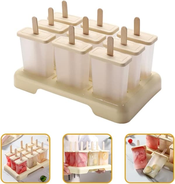 Lollanda Popsicle Molds Set Ice Pop Molds Återanvändbara Popsicle-hållare med träpinnar Hemlagad Popsicle Maker