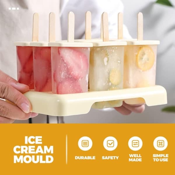 Lollanda Popsicle Molds Set Ice Pop Molds Återanvändbara Popsicle-hållare med träpinnar Hemlagad Popsicle Maker