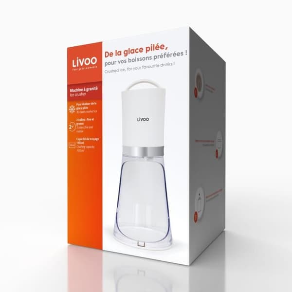 Iskross - LIVOO - DOM462 - 150 ml - 2 storlekar - Automatisk start - Behållare - Rostfritt stålblad