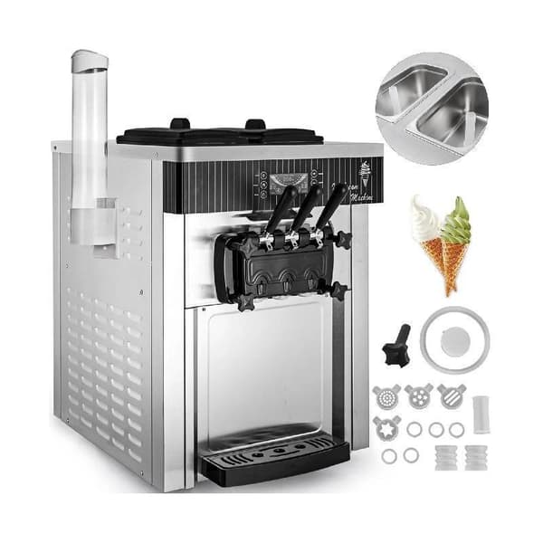2200W 20-28L/H mjukglassmaskin med 2 x 6L behållare och 4 olika munstycken, 3 smaker, smart manöverpanel, genomtänkta detaljer