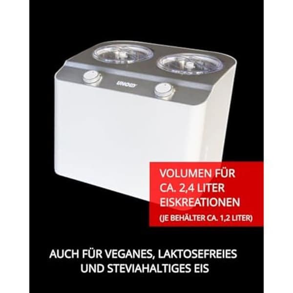 Unold Doppio Kompressor för Glassmaskin 2,4 L 250 W Satin Stål, Vit