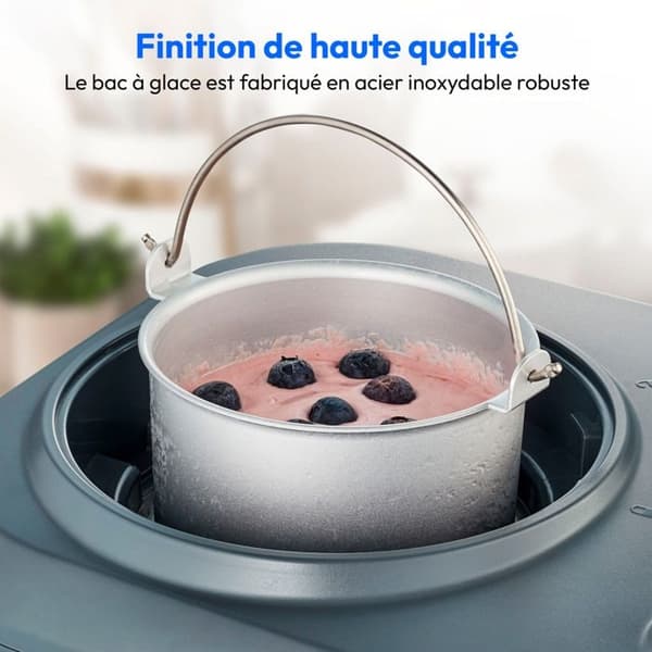 MEDION Glassmaskin med kompressor (lämplig för tillverkning av glass, fryst yoghurt & sorbet, 1 liter, 100