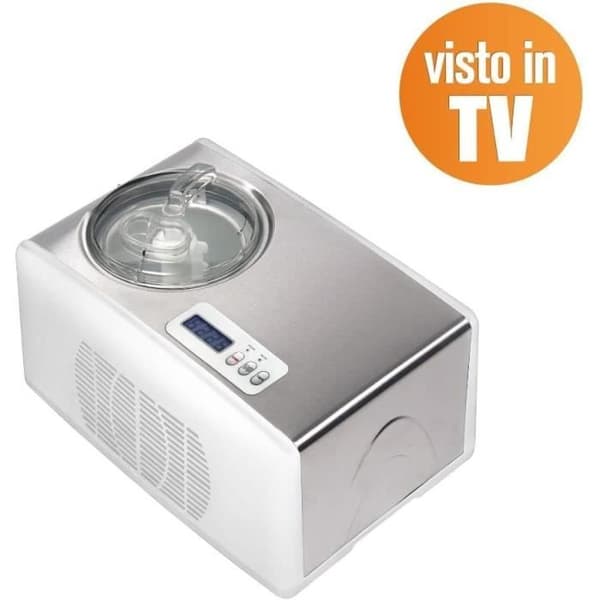 Melchioni Familjens Glassmaskin FROSTY, Automatisk Sorbetmaskin, på 60 minuter, Automatisk kylning, 150W,