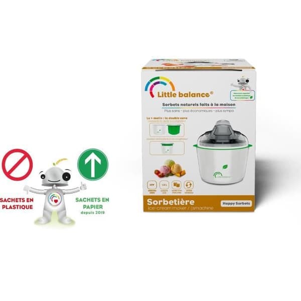 LITTLE BALANCE Glassmaskin - Happy Sorbets - 1,5 l kapacitet - Snabb tillagning: 30 min - 12 W