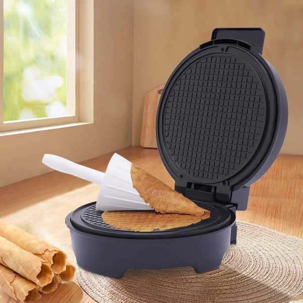 Vaffelcone-maskine, justerbar temperatur, non-stick belægning
