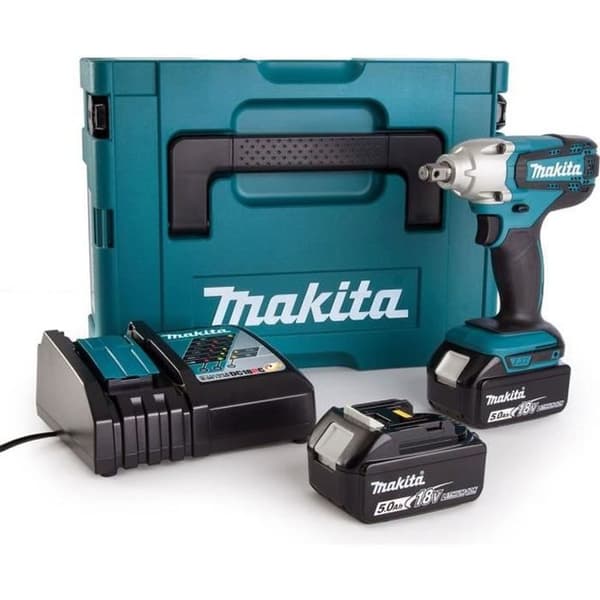 MAKITA Slagnyckel + 2 18V 5Ah Li-Ion-batterier + Makpac DTW190RTJ-fodral