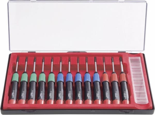 Basetech Elektronisk och finmekanisk skruvmejselsats 14-delad Flat, Phillips Phillips, Torx