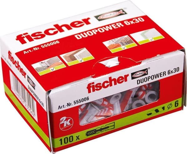 Fischer stik Duopower 6x30mm (Pris pr. 100 stk.)