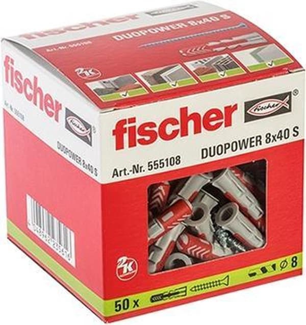 Fischer DUOPOWER stik 8x40 100 stk uden skrue