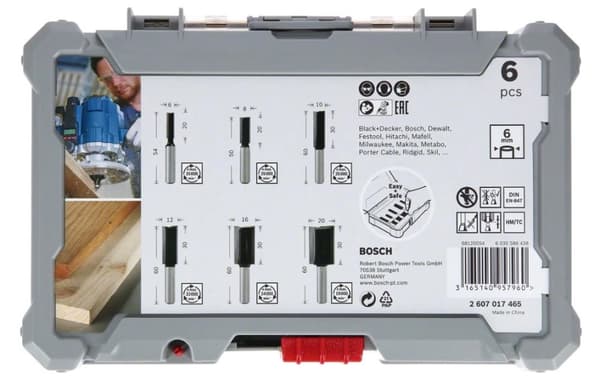 Bosch - fræsehoved - til træ, nåletræ, hårdttræ, profiler - 6 stykker - 6mm, 8mm, 10mm, 12mm, 20mm, 16mm - længde: 50mm, 60mm, 54mm