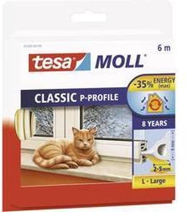 Vejrliste P gummi 6m 0,9cm hvid