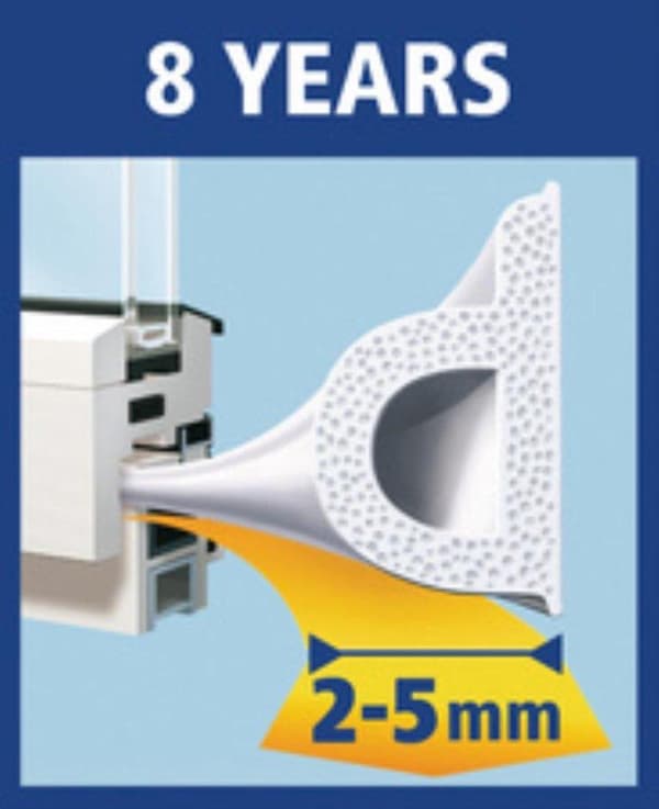 Vejrliste P gummi 6m 0,9cm hvid