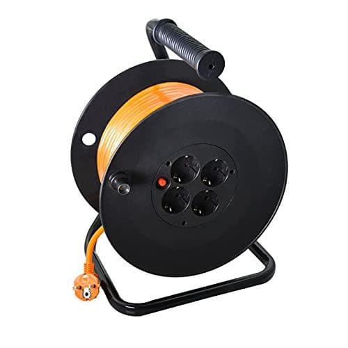 Helos kabelrulle, forlænger, 4x, IP20, orange/sort, 50,0m