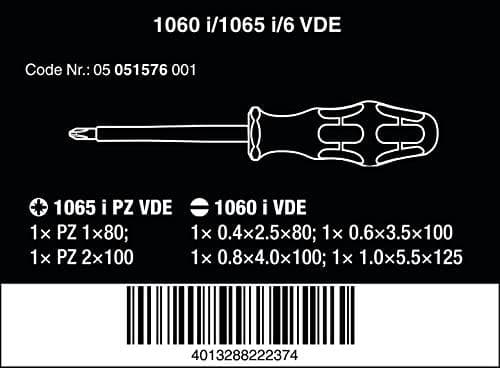 Wera 1060 i/1065 i/6 VDE skruetrækkersæt Kraftform (05051576001)