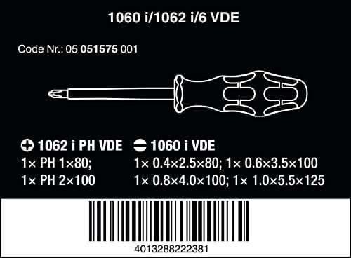 Wera 1060 i/1062 i/6 VDE skruvmejselsats Kraftform (05051575001)