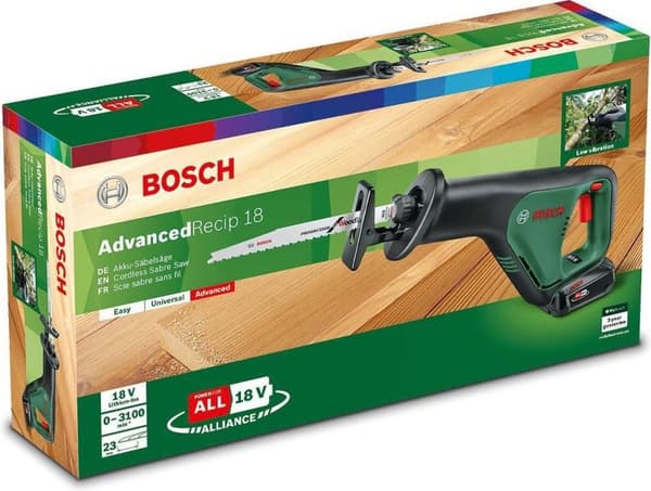 Bosch AdvancedRecip 18 Sladdlös kolvsåg - Med sågblad - Med 1x 18 V batteri och laddare