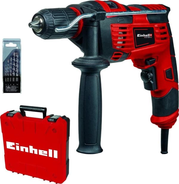 Einhell Slagboresæt TC-ID 720/1 E Kit (650 W - borekraft i træ 25 mm - beton 13 mm - metal 10 mm - metal dybdestop - bælteclips)