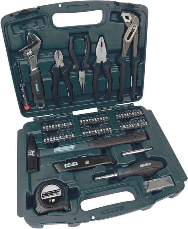 Mannesmann verktygsväska fylld - 163 delar - ergonomiskt utformad - svart, grön