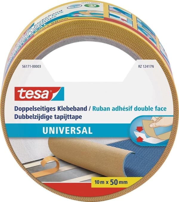 Tesa universal dobbeltsidet tæppetape - 10 mx 50 mm.