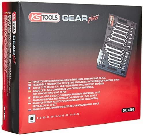 KS TOOLS Werkzeuge-Maschinen GmbH GEARplus RINGSTOP spärrnyckelsats, 30 stycken med adapter (503.4960)
