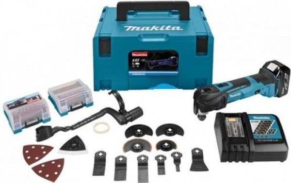 Makita DTM51RT1J3 18V Li-Ion batteri multiværktøjssæt (1x 5,0Ah batteri) + 41 dele tilbehørssæt i Mbox - hurtigt skift