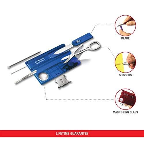 Victorinox lommekniv Swiss Card Lite (13 funktioner, LED-lys, forstørrelsesglas, saks, stift) blå gennemsigtig
