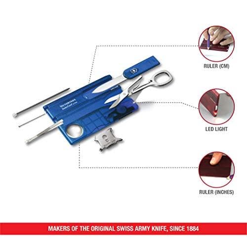 Victorinox lommekniv Swiss Card Lite (13 funktioner, LED-lys, forstørrelsesglas, saks, stift) blå gennemsigtig