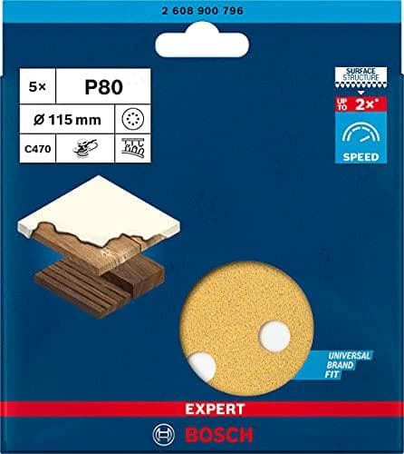 Bosch Expert C470 - sandpapir - til træ, farve - 5 stk - rund - korn: 80 - 115 mm