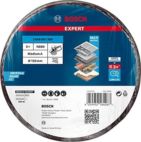 Bosch Professional Expert N880 ikke-vævede skiver til stålplade Diameter 150 mm 280 korntilbehør Random Orbital Sanders Pakke med 5