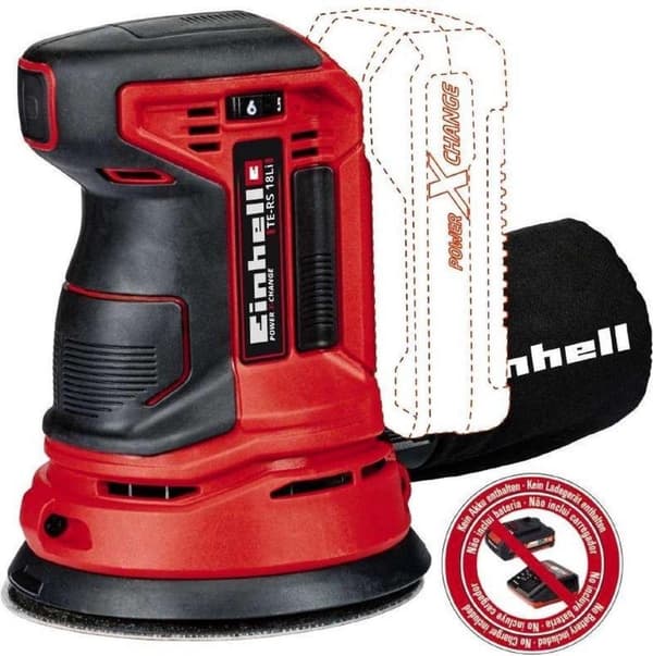 Einhell TE-RS 18 Li SOLO Cordless Random Orbit Sander Power-X-Change - 18 V / Li-Ion - Oscillationer: 14.000 - 20.000 p/min - Slibeflade / Slibeskive: