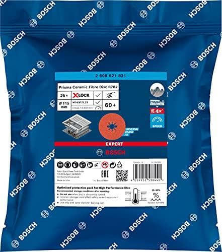 Bosch Professional 25x Expert R782 Prisma Ceramic X-LOCK kuitulevyt (teräkselle, ruostumattomille teräslevyille, Ø 115 mm, karkeus 60, pienet kulmahio
