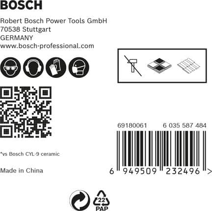 Bosch Expert HEX-9 HardCeramic - borrset - för mjuka kakel, hårda kakel - 5 stycken - 5 mm, 6 mm, 8 mm, 10 mm, 4 mm - längd: 90 mm