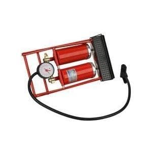 FISCHER fodluftpumpe med dobbelt cylinder med trykmåler, inklusiv kuglenål og adapter til luft - 1 stk (85582)