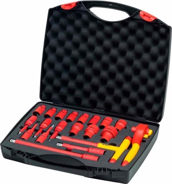 Wiha 7208N K2001 20-delt VDE skraldenøglesæt i etui - 1/2"