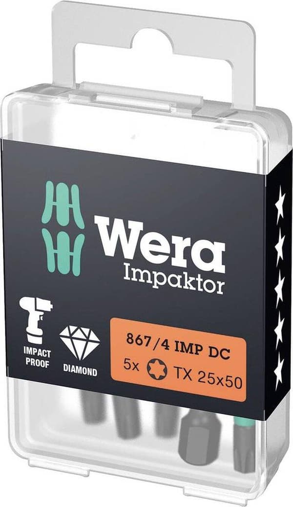 Wera 5057665001 1/4" Torx Impaktor Bit - T25 x 50 mm