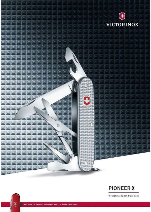 Victorinox Pioneer X lommekniv - 9 funktioner - Sølv Alox